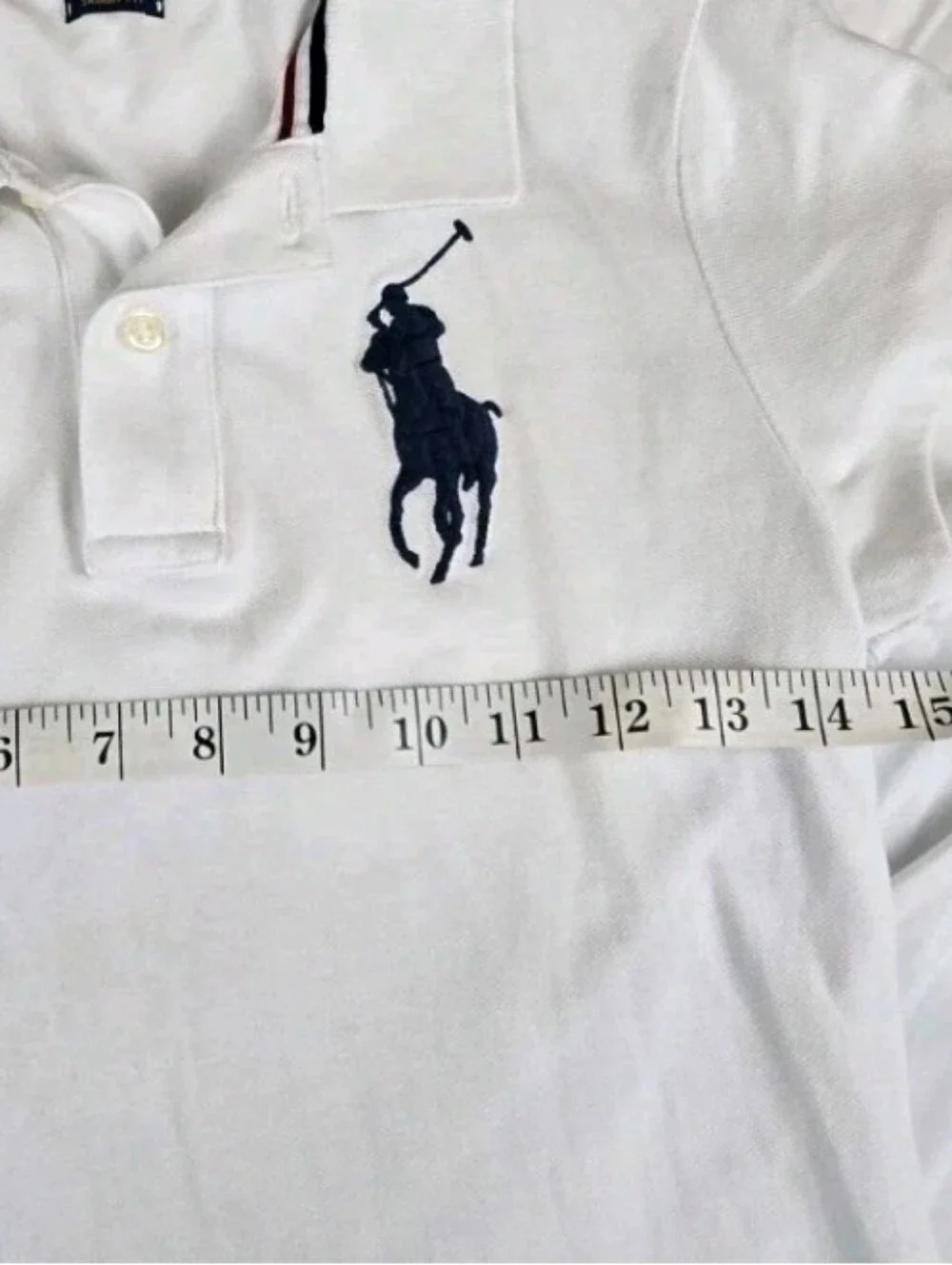 Polo Ralph Lauren Skinny Fit White Big Pony USA Flag Polo Shirt Men's - Small S
